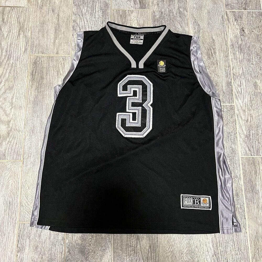 Vintage Fox Sport Number 3 Basketball Men's Jersey Size 2XL Black Embroidered